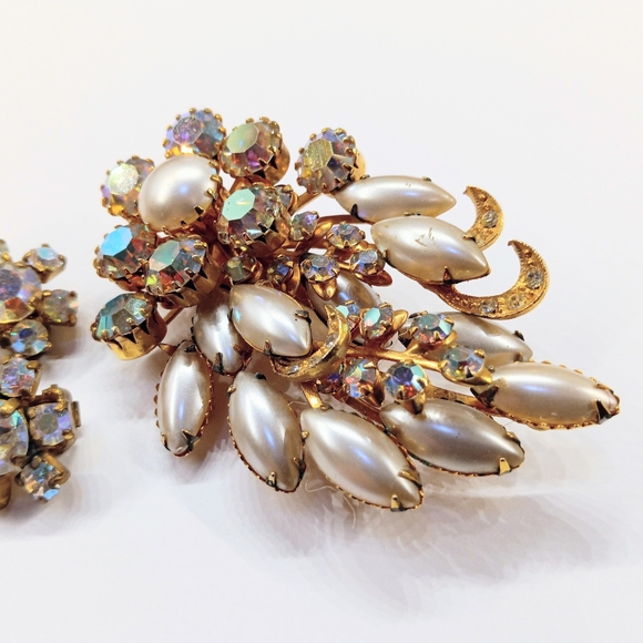 Vintage 2 Brooch Lot Plus Bonus Earrings - Picture 2 of 7